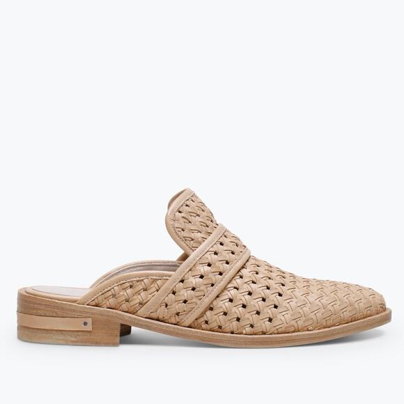 Freda Salvador Nude Woven Spanish Leather Slip On Pointed Toe Keen Mules 6.5 - Picture 5 of 9